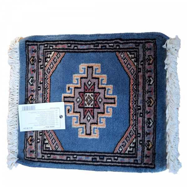Blauer Knüpfteppich - 30x36cm